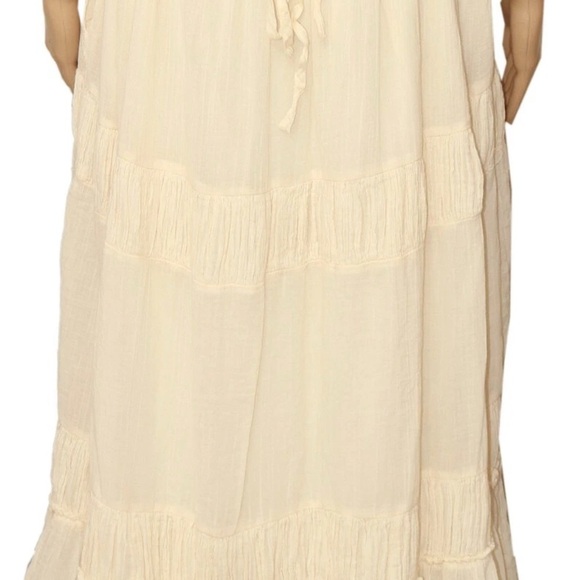 Free People Boho Maxi Dress Cream/White NWT 100% Cotton Adjustable Straps Size L - Picture 2 of 8